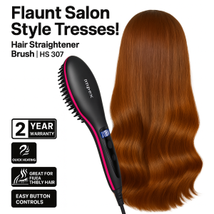 Salon Style Hair Straightener Brush with Ceramic Heating Tool