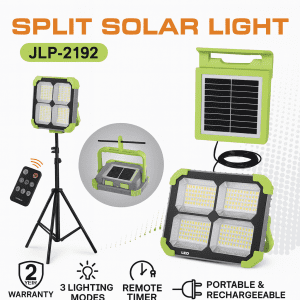 Split Solar LED Work Light with Rechargeable Remote Timer Control