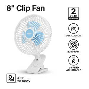 8-Inch Oscillating Clip Fan with 2200 RPM Adjustable Speed Power