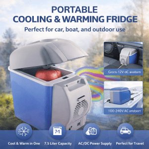 Portable Cooling & Warming Fridge – 7.5L Mini Travel Refrigerator for Car & Boat