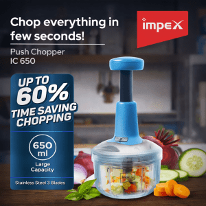 Impex Push Chopper – 650ml Manual Vegetable & Fruit Mincer