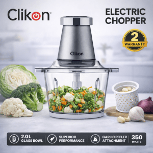 Clikon Electric Chopper 350W 2L Glass Bowl with Garlic Peeler