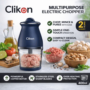 Clikon Multipurpose Electric Chopper 400ml with Stainless Blades