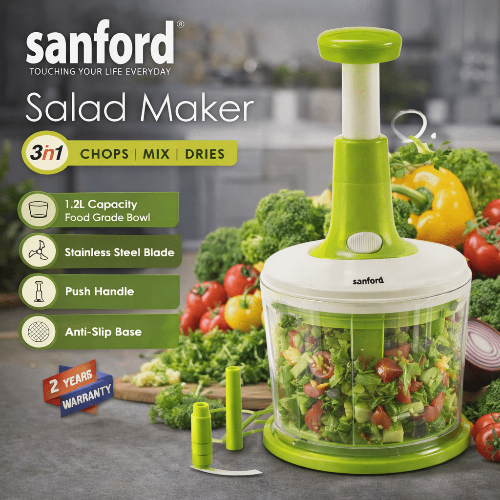 Sanford 3-in-1 Salad Maker 1.2L Manual Chopper with Steel Blade - Image 3