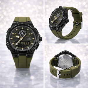 PYTON Hybrid Analog Digital Military Green Sports Watch for Men
