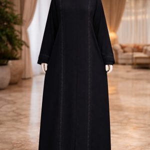 Classic Black Embroidered Abaya for Women Elegant Modest Long Dress