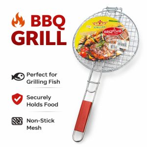 BBQ Grill Fish Basket Stainless Steel Barbecue Grilling Rack