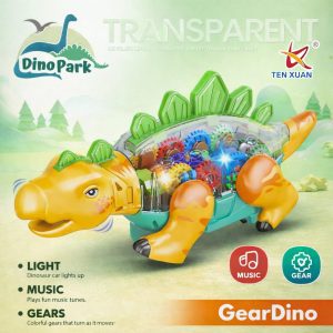 Gear Dino Transparent Dinosaur Toy Car with Lights Music & Gears