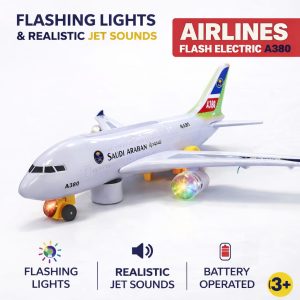 Electric A380 Airplane Toy with Flashing Lights and Jet Sounds