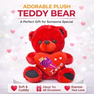 Adorable Plush Teddy Bear with Love Heart Soft Gift Toy for Kids
