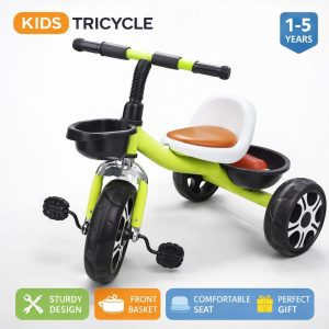 Kids Tricycle with Front Basket Sturdy Design Trike for 1–5 Years