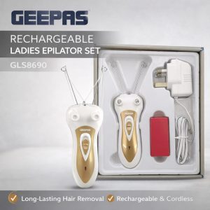 Geepas GLS8690 Rechargeable Ladies Epilator Set Cordless Hair Remover