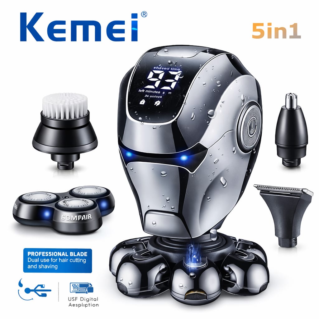 5 in 1 Grooming Kit for Men Waterproof USB Rechargeable Trimmer - Image 2