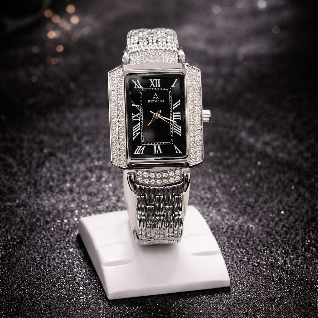 Luxury Women’s Crystal Watch Silver Bracelet Elegant Roman Dial - Image 3