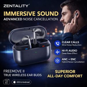 Zentality Freemove II ANC Wireless Earbuds Hi-Fi Bass Earphones