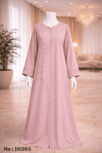 Elegant Pink Abaya for Women Embroidered Modest Long Sleeve Dress