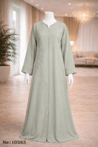 Elegant Sage Green Abaya for Women Embroidered Modest Long Dress