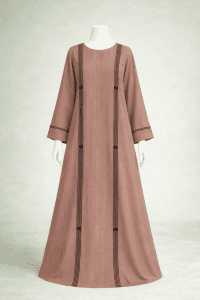 Elegant Brown Striped Abaya for Women Modest Long Sleeve Dress