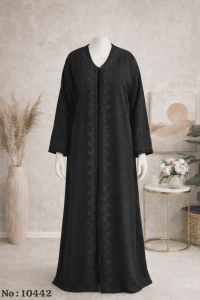 Elegant Black Abaya for Women Modest Long Sleeve Embroidered Dress