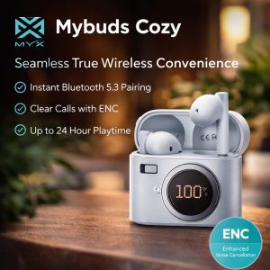 Mybuds Cozy True Wireless Earbuds Bluetooth 5.3 ENC 24H Playtime