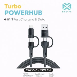 Turbo PowerHub 4 in 1 Fast Charging Cable 65W USB C Multi Cable