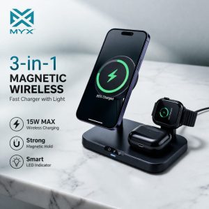 MYX 3 in 1 Magnetic Wireless Charger 15W Fast Charging Stand