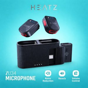 Heatz ZU34 Wireless Microphone Dual Mic Noise Reduction Clip