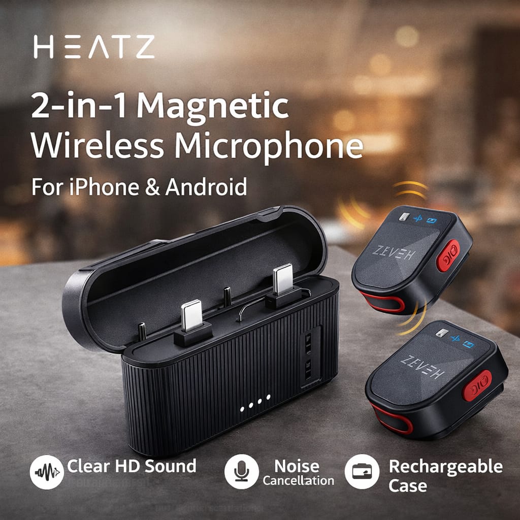 Heatz ZU34 Wireless Microphone Dual Mic Noise Reduction Clip - Image 2