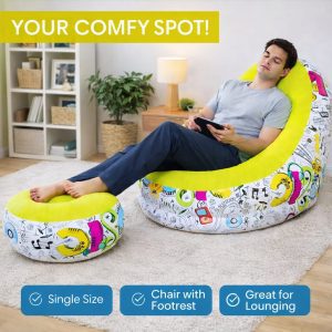 Comfortable Bean Bag Chair with Footrest Lounge Sofa Seat