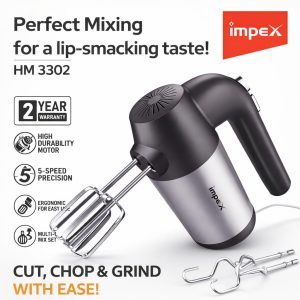 Impex Hand Mixer HM3302 5 Speed Electric Beater Kitchen Mixer