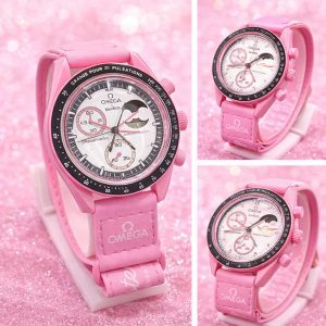 Omega Pink Chronograph Women Watch Stylish Casual Wrist Watch