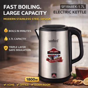 Sanford Electric Kettle 1.7L 1800W Stainless Steel Fast Boiling