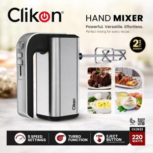 Clikon Hand Mixer 220W 5 Speed Turbo Electric Kitchen Mixer