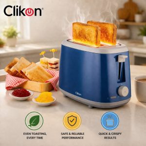Clikon 2 Slice Bread Toaster 750W Adjustable Browning Control