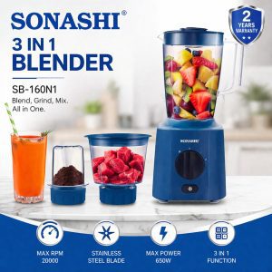 Sonashi 3 In 1 Blender 650W Mixer Grinder Juicer Kitchen Appliance