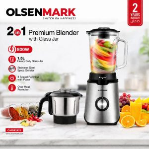 Olsenmark Blender Mixer Grinder Stainless Steel Jar Kitchen Appliance