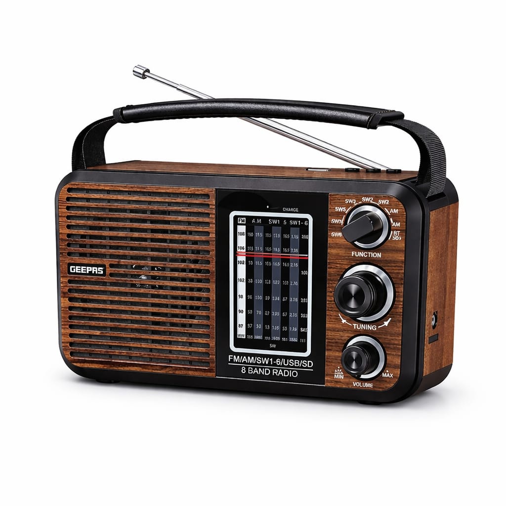 Geepas Rechargeable Radio Music Player FM AM SW USB SD BT - Image 3