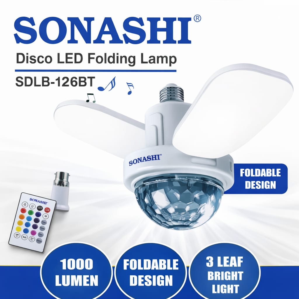 Sonashi LED Folding Lamp With Bluetooth Speaker Disco Light - Image 2