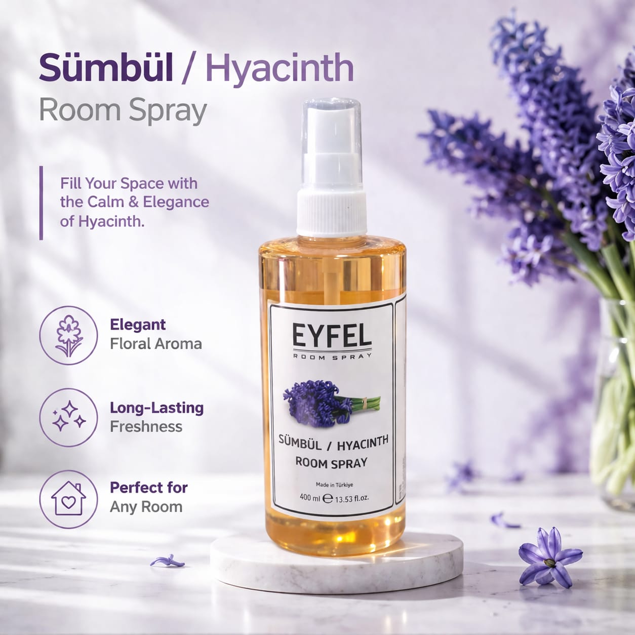 Eyfel Room Spray Lilac Hyacinth Green Apple Long Lasting Fresh - Image 3