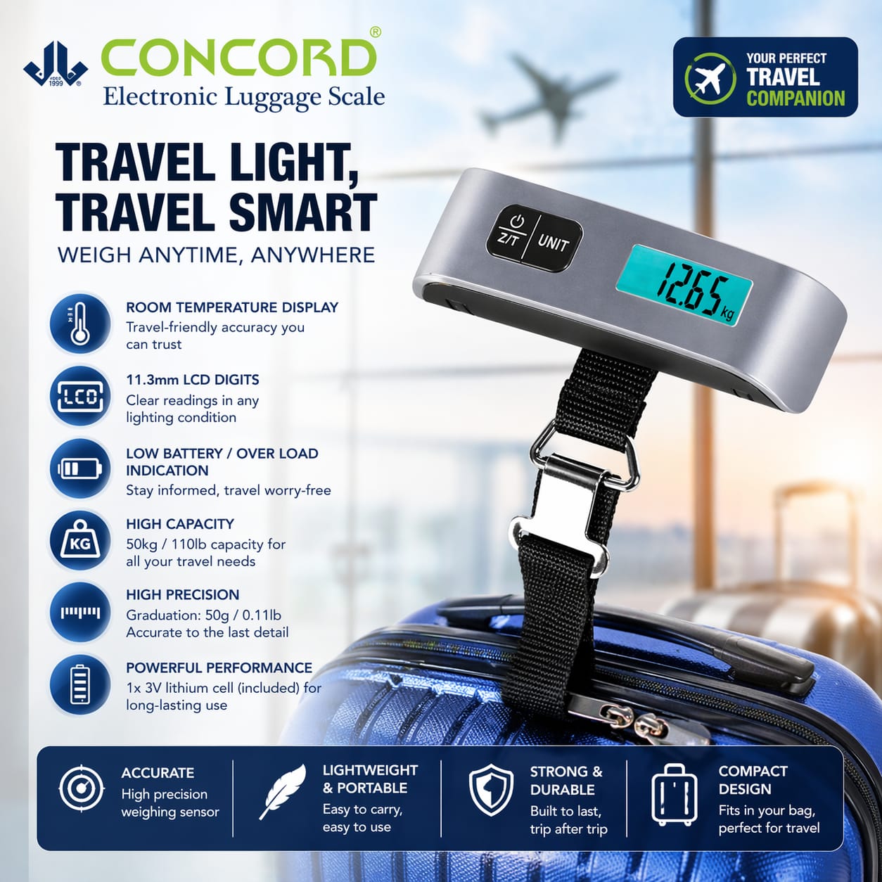 Concord Electronic Luggage Scale Digital Portable Travel Scale