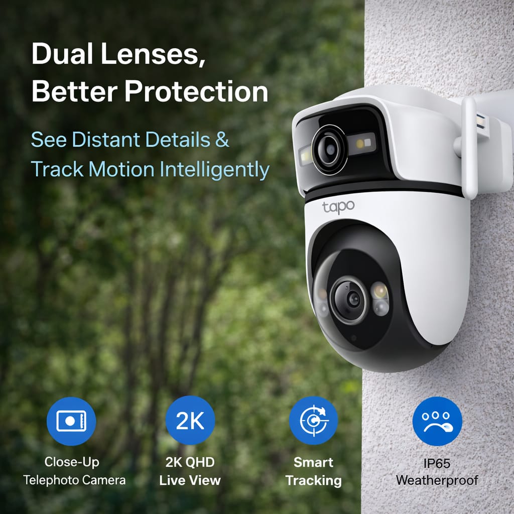 Tapo C540 Outdoor Dual Lens Pan Tilt Security Camera Smart AI