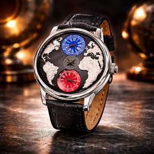 Luxury World Map Analog Leather Strap Men’s Wrist Watch Stylish