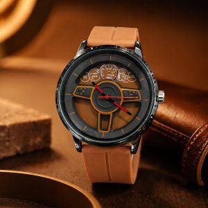 Stylish Brown Analog Sports Watch With Silicone Strap For Men