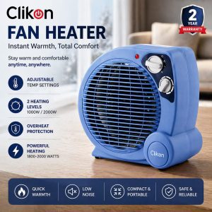 Clikon Fan Heater With Adjustable Temperature And Overheat Protection