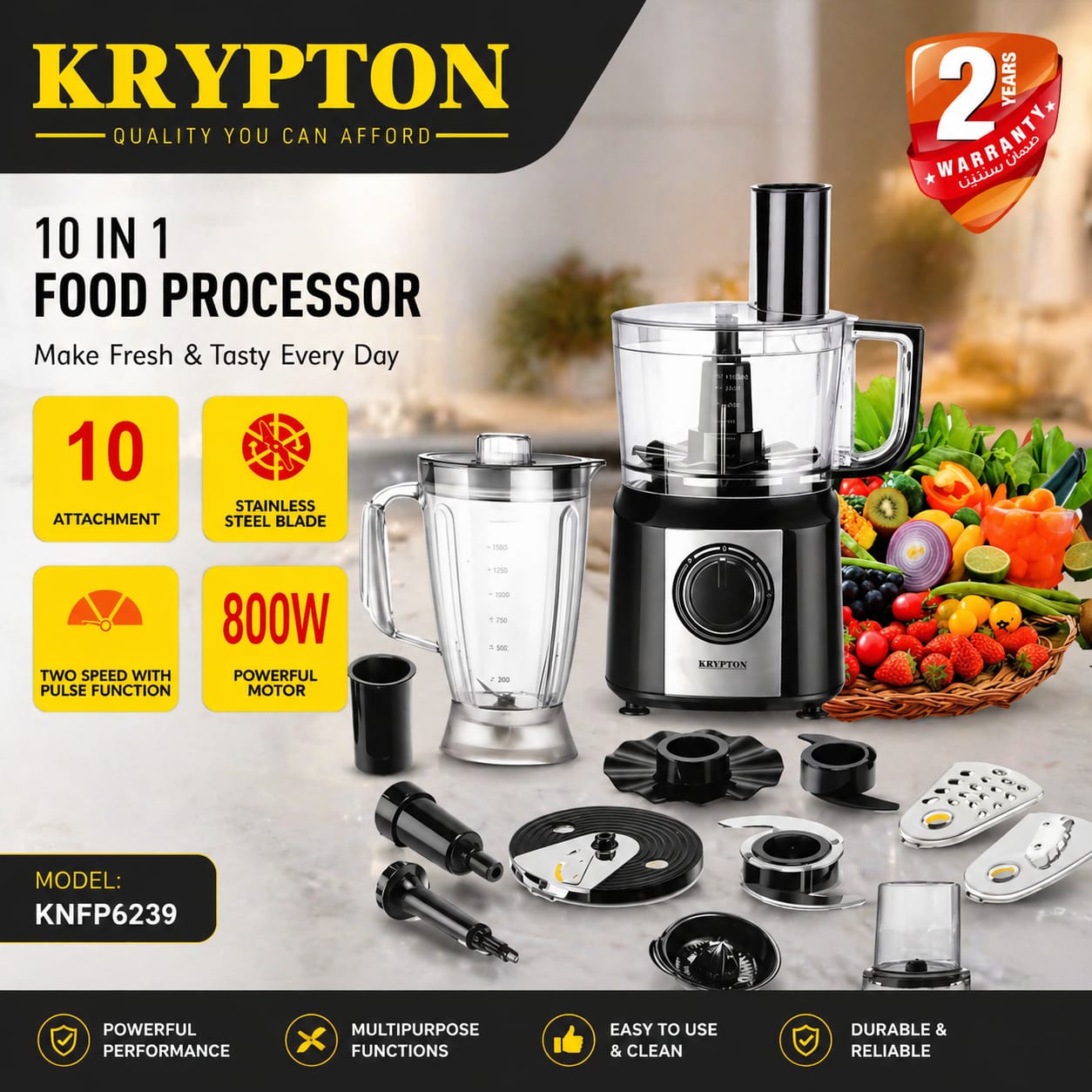 Krypton 10 In 1 Food Processor Blender And Vegetable Chopper