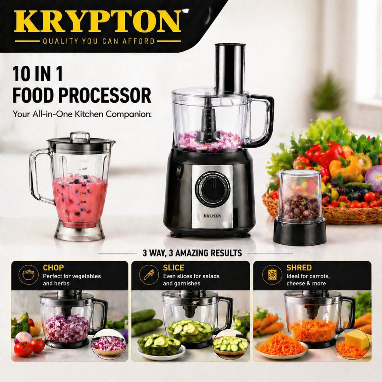 Krypton 10 In 1 Food Processor Blender And Vegetable Chopper - Image 2