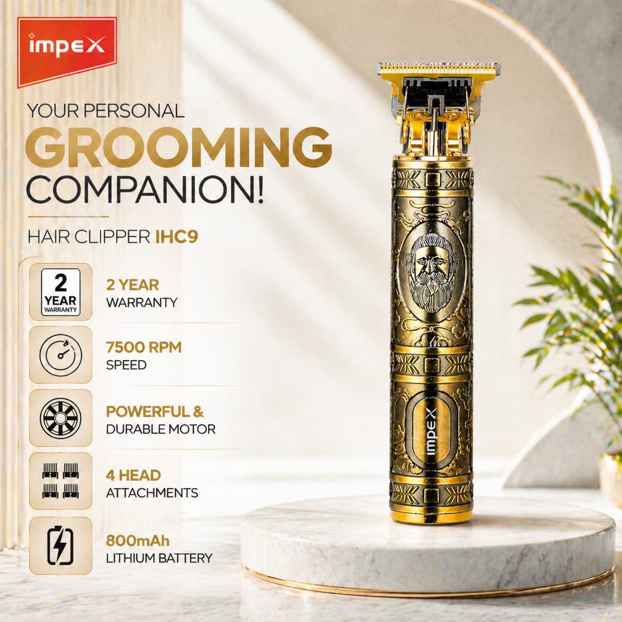 Impex IHC9 Professional Hair Clipper With Sharp T-Blade Trimmer - Image 2